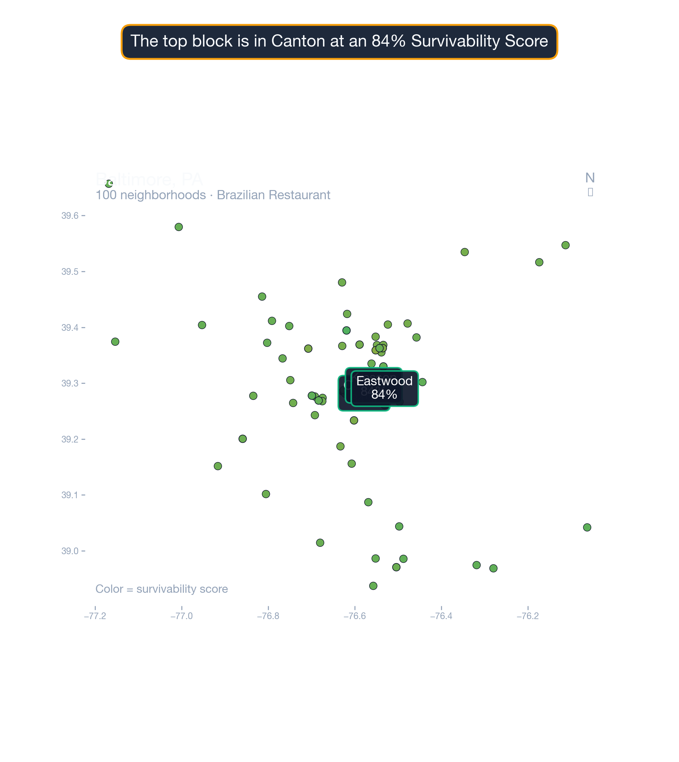 city_choropleth chart of Baltimore business survivability.