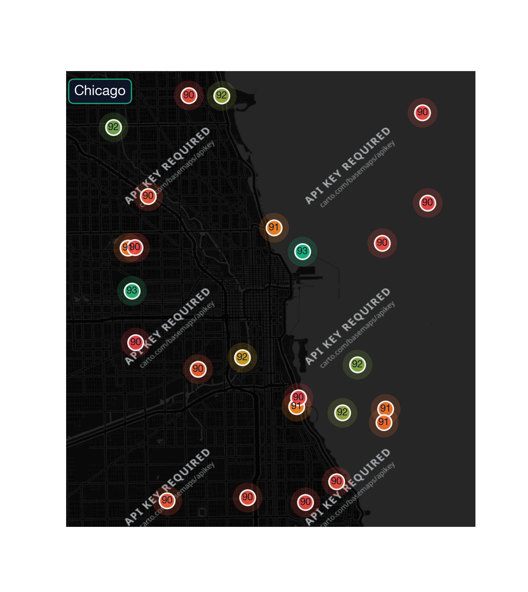 city_map chart of Chicago business survivability.